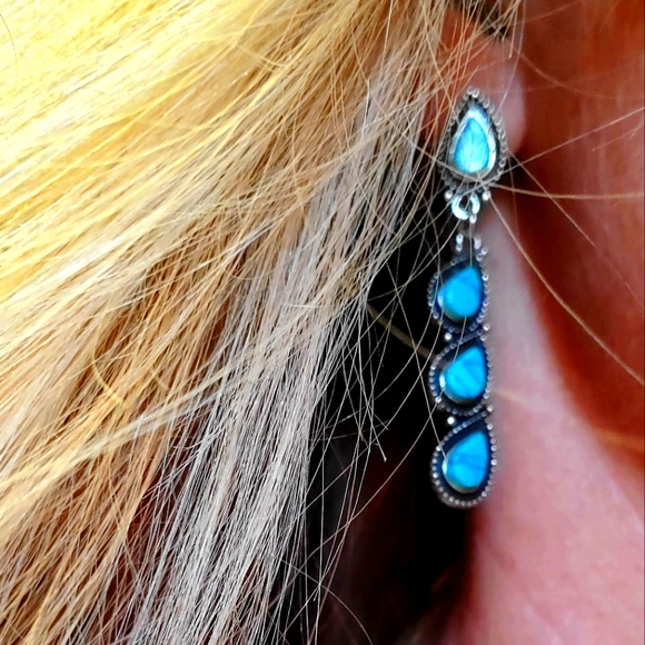 Boutique Item Jewelry - NWB! 925 Sterling Silver real turquoise earrings